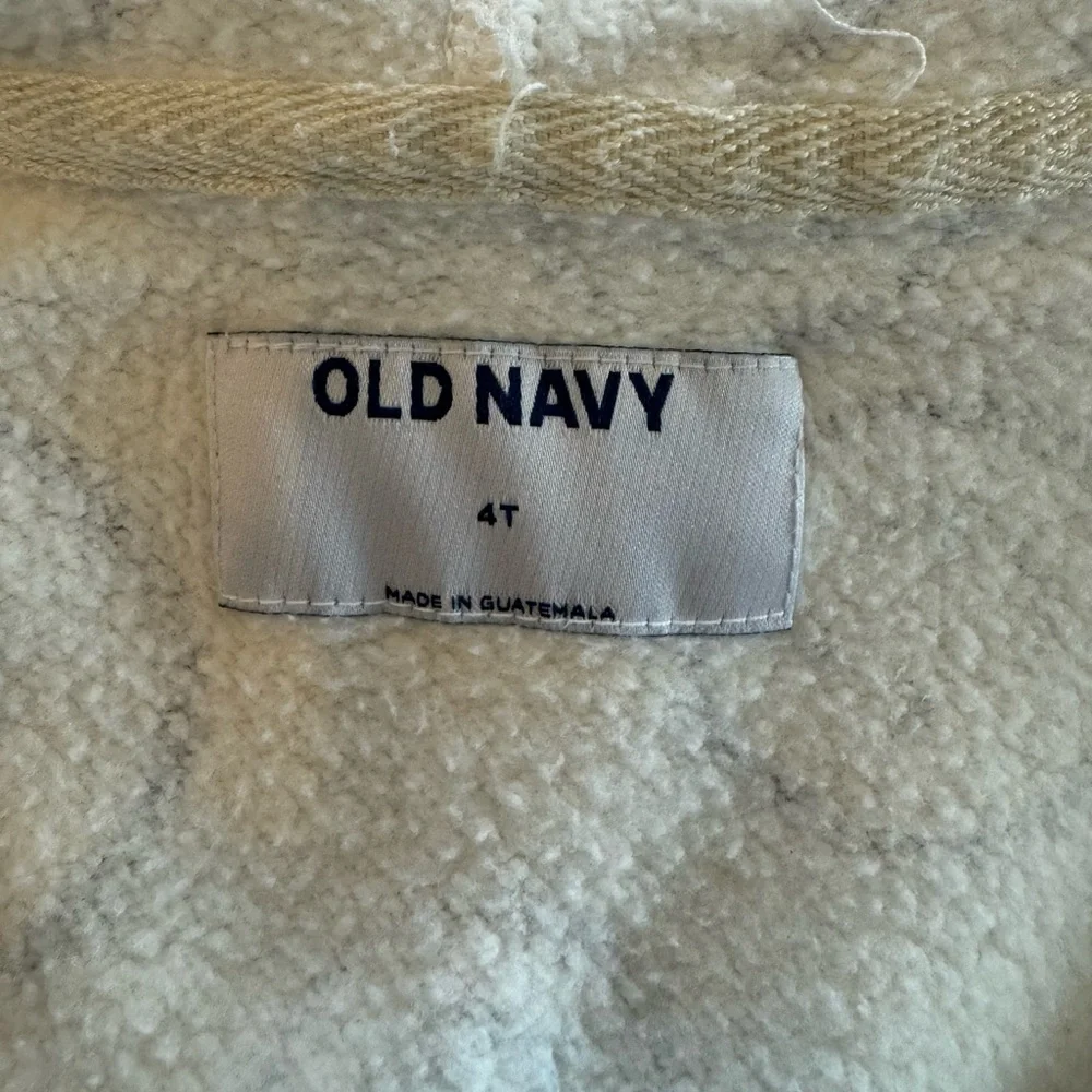 Old Navy Toddler Smiley Face Zip-Front Hoodie Size 4T Cream Blue Green Graphic
